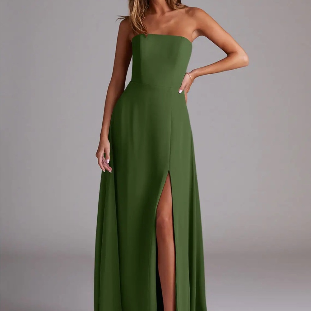 Azazie Strapless Forest Green Gown